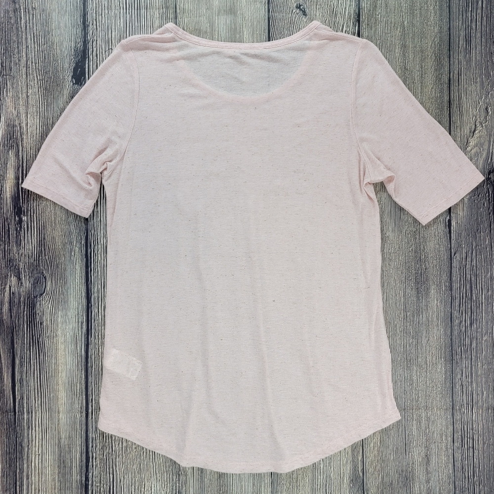 Vince Elbow Sleeve Flax Silk Blend Short Sleeve Tee Lilac - Picture 8 of 11